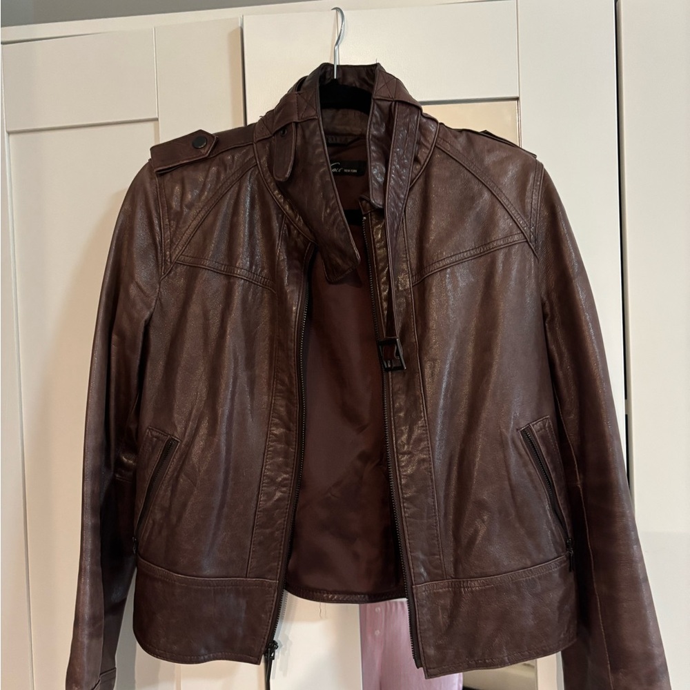 Kenneth Cole Brown Leather Jacket
